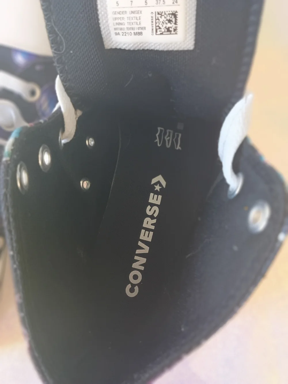 Converse Kids High-Top Sneakers in Black with Purple and Blue Bubble Print